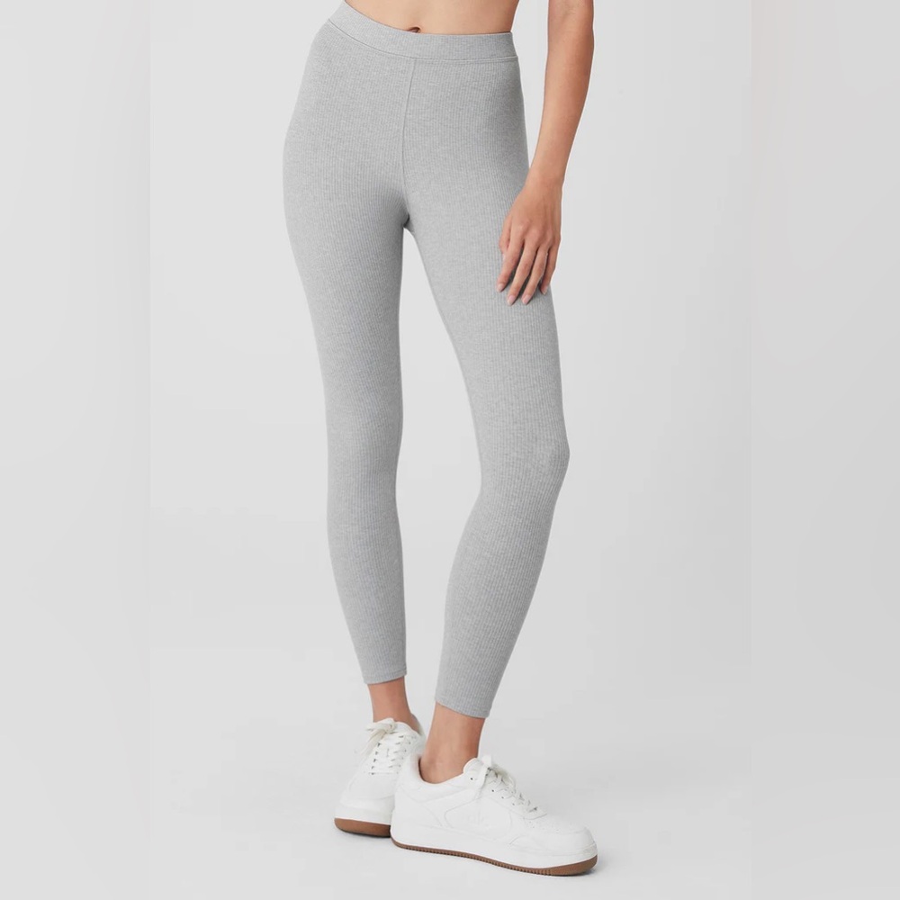 Alo Yoga grey ribbed high waist 7/8 size small